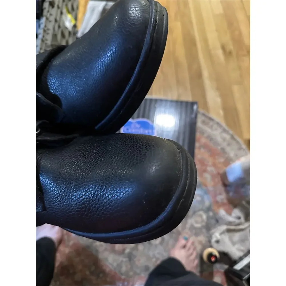 New Orthofeet Mens Blk Pebble Leather Orthotic Broadway Shoes Sz 12M
